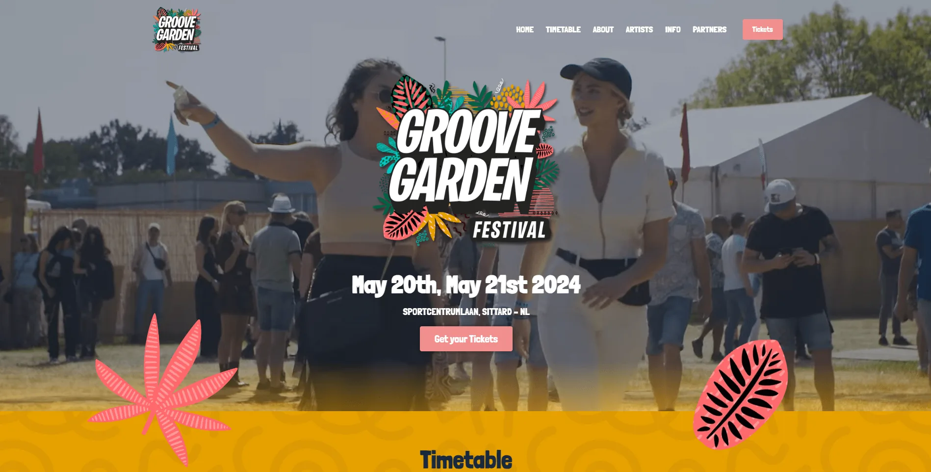 De website van Groove Garden Festival op een eigen domeinnaam