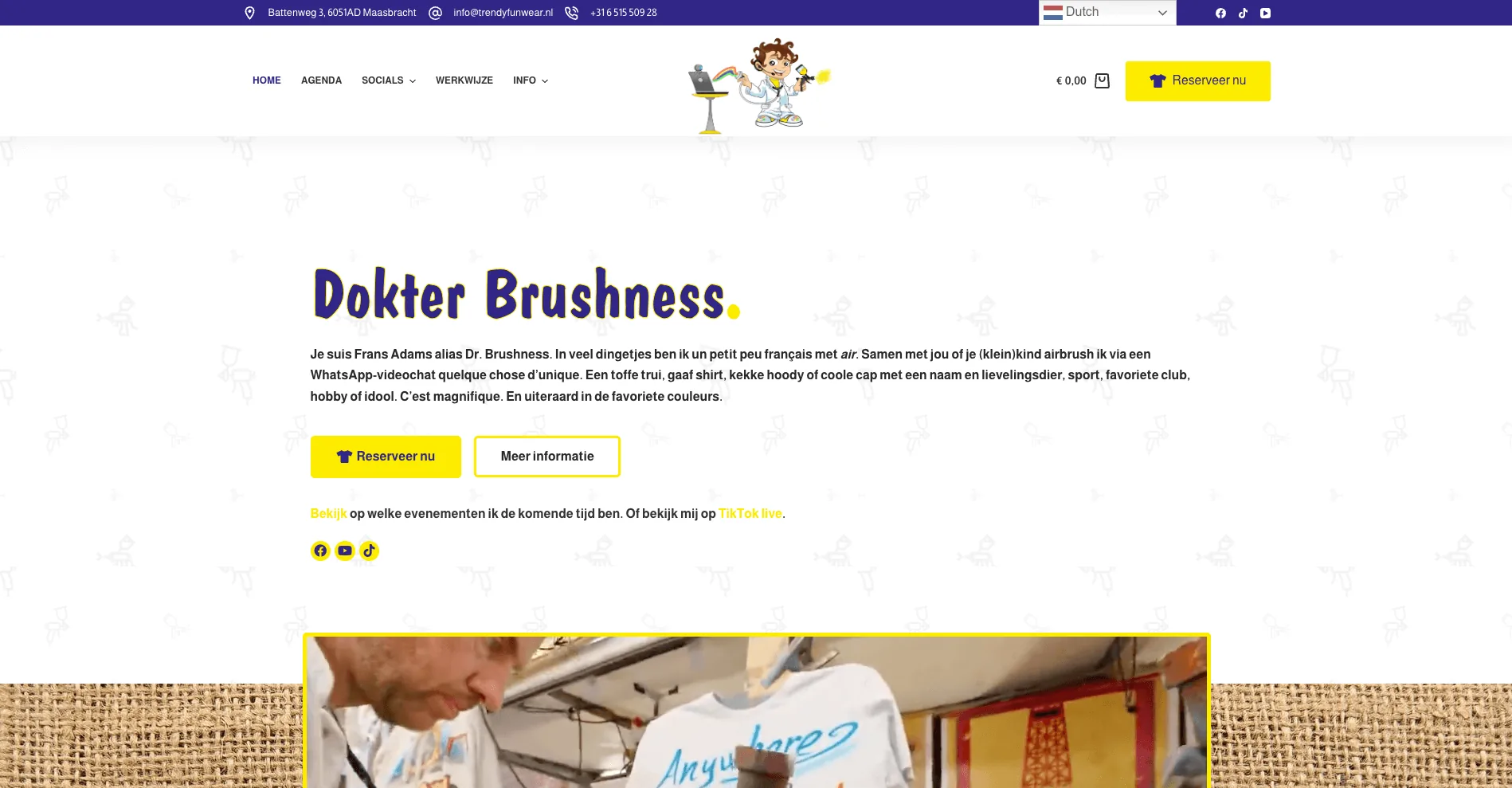 De website van Brushness, gebouwd door Vimonto