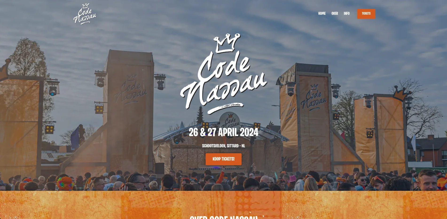 De website van Code Nassau Festival, gebouwd door Vimonto
