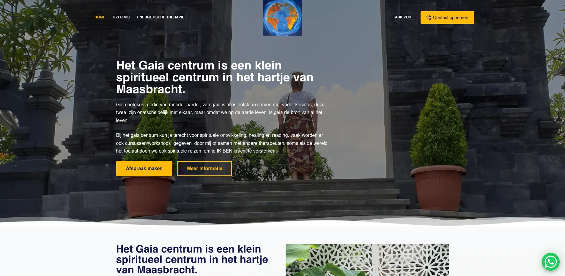 De website van Gaia Centrum Maasbracht, gebouwd door Vimonto
