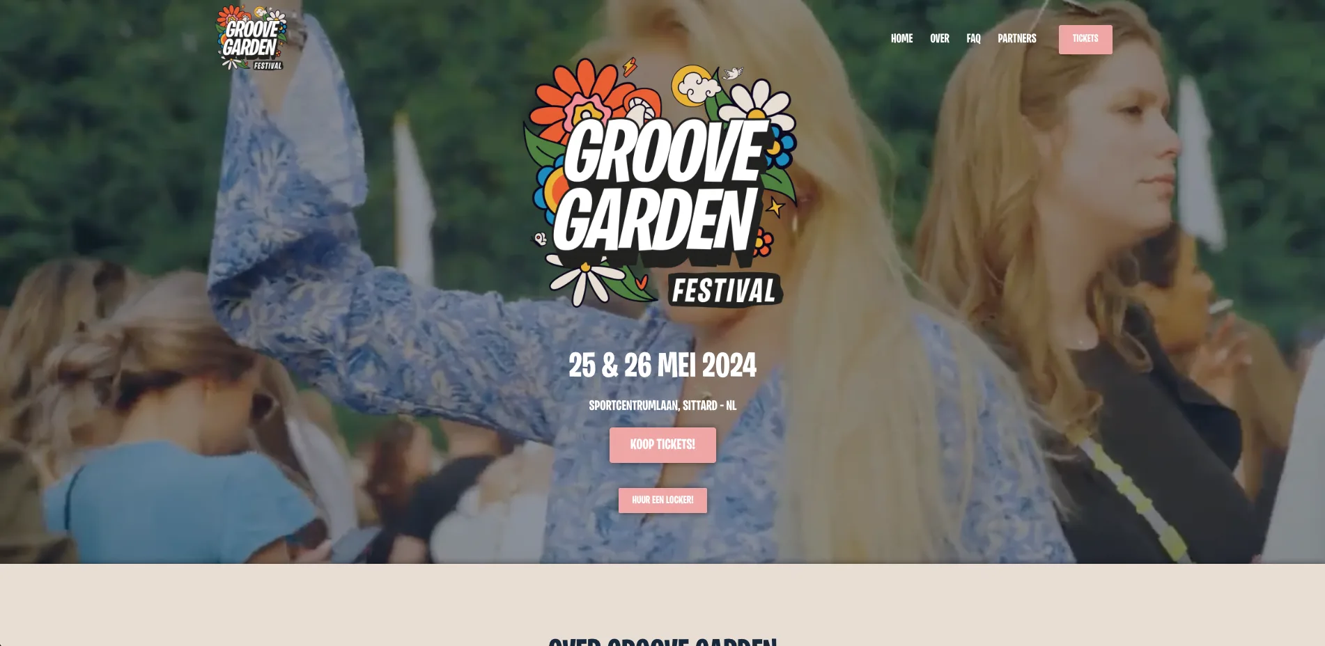 De website van Groove Garden, gebouwd door Vimonto