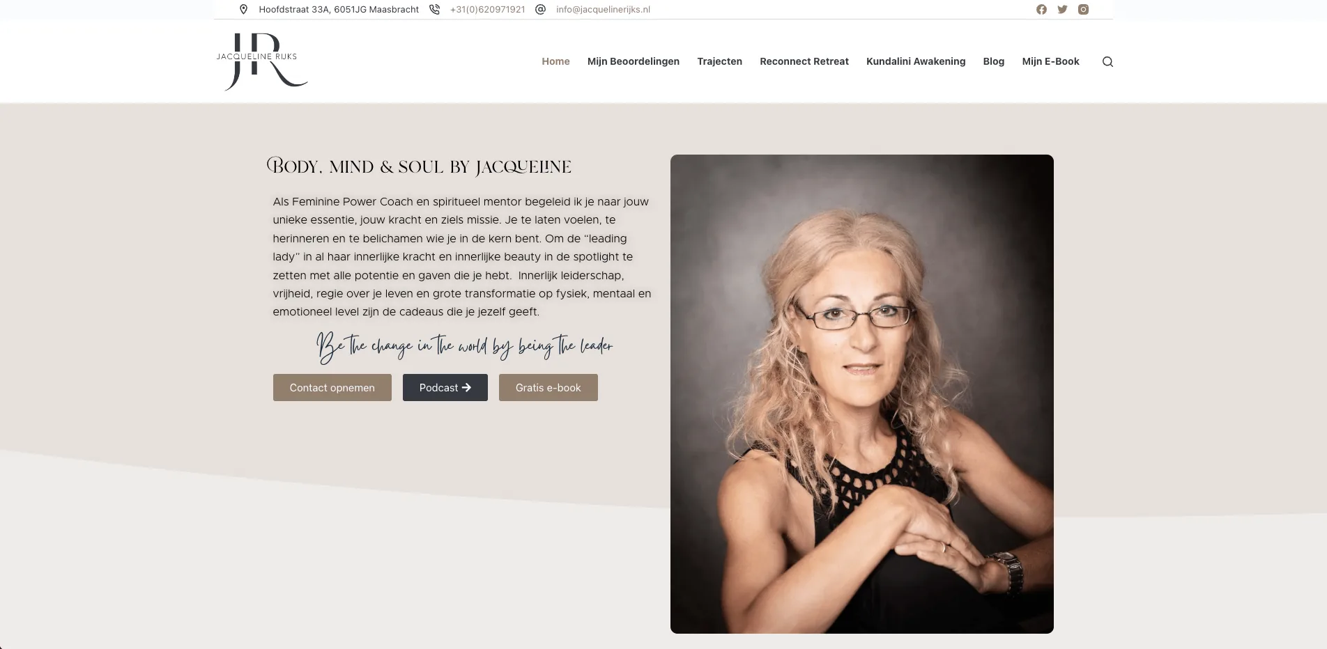 De website van Jacqueline Rijks, gebouwd door Vimonto